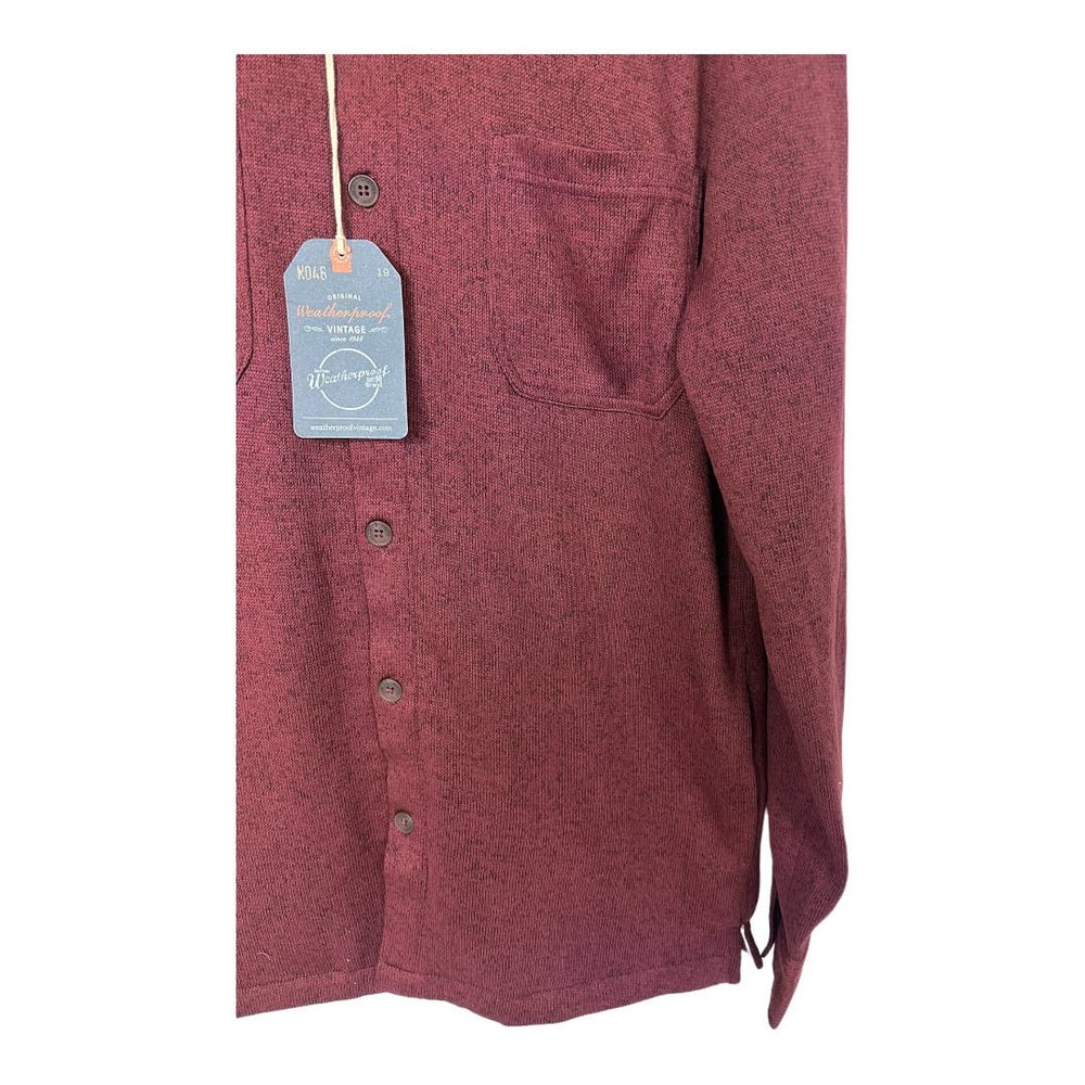 Weatherproof, Vintage, Faux Shearling Lined Red Mahogany Small Button Down Shirt - Picture 4 of 8